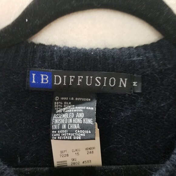 IB Diffusion Womens M Black Silvers Silk Sweater Sequins Beaded Front NWT Vntg‎ - Picture 11 of 14